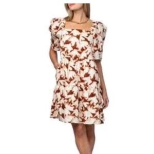 CROSBY by Mollie Burch Red and White Puff Sleeve Mini Dress